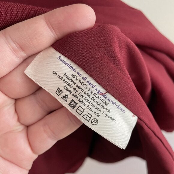 MM Lafleur Women 16 Bordeaux Washable Wool Twill Mock Neck Farnoosh Sheath Dress - Picture 8 of 11